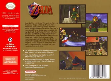 Legend of Zelda, The - Ocarina of Time (USA) (Beta) box cover back